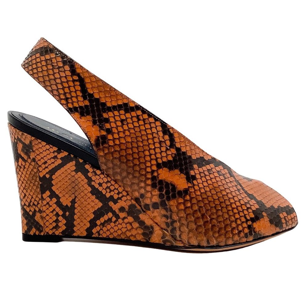 Celine Rust Python Peep Toe Wedges - Picture 2 of 9